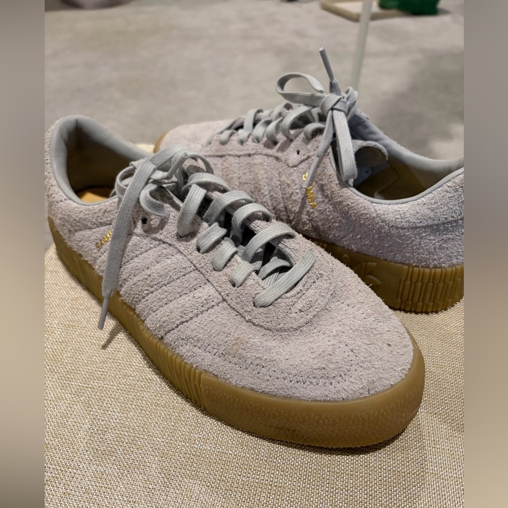 Adidas Gray Suede Unisex Samba Shoes - Picture 3 of 5
